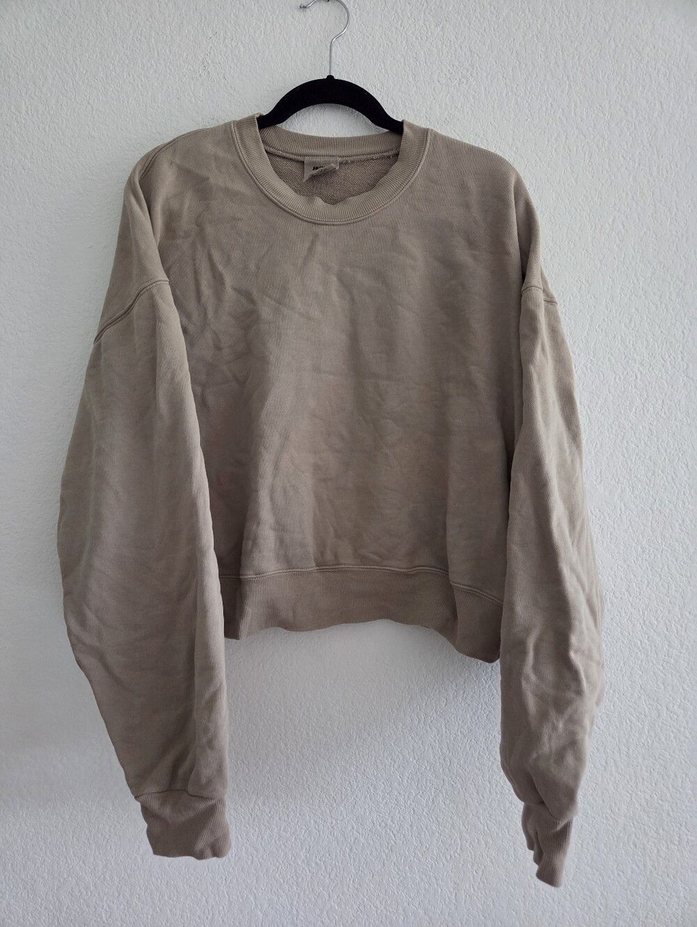 SKIMS The Pullover Cropped Crewneck Sweater Beige Tan 2XL Cotton Terry